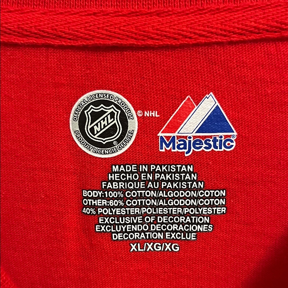 Majestic Top XL Red Gray Detroit Red Wings Hockey Long Sleeve Tee Shirt - Picture 9 of 10
